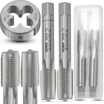 Závitořezný nástroj Závitníky a kruhová závitová čelist M12x1.25 Sada HSS ruční, kompletní sada závitníků