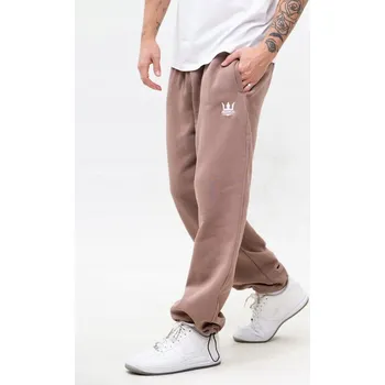 ŠIROKÉ TEPLÁKY BAGGY Pánské HNĚDÉ Jigga Wear Logo Stahovací šňůrka XL