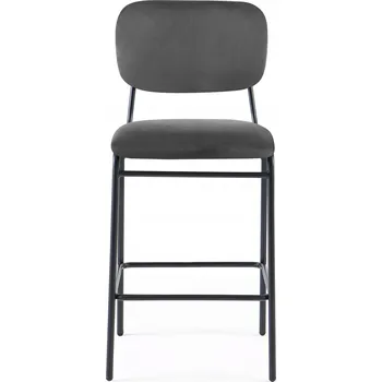 Barová židle Barová židle velurová moderní vysoká ocelové nohy černá šedá