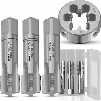 Závitořezný nástroj Závitníky a kruhová závitová čelist M22x1 HSS SADA 3+1 KOMPLET ZÁVITNÍKŮ