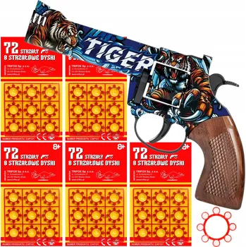 Dětská zbraň VELKÝ REVOLVER PISTOLE NA SLEPÉ NÁBOJE KOVOVÝ + ZÁPALKA 360 VÝSTŘELY DÁREK