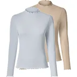 esmara® Dámské triko s dlouhými rukávy, 2 kusy (béžová / světle modrá, M(40/42))