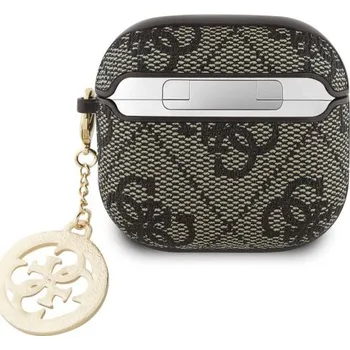 Příslušenství pro sluchátka Guess 4G Script PC/PU Charm Pouzdro pro AirPods 4, hnědý GUA4P4E4CDW