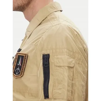 Moto oblečení Pánská bomber bunda Aeronautica Militare béžová 52 s nášivkami