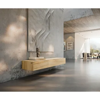 Televizní stolek TV stolek Cuor 150 cm keramika Laminam® Sabbia dubová 1 výklopná