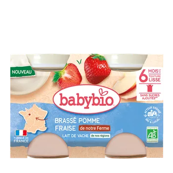 BABYBIO mléčná svačinka s jablkem a jahodami 2x130 g