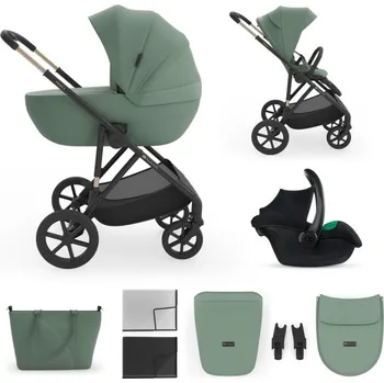 Kočárek KINDERKRAFT Prime 3 Dark Green 3v1 Kočárek kombinovaný + autosedačka