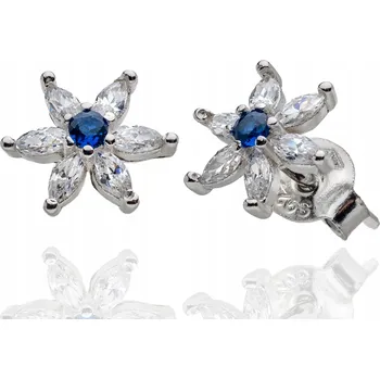 Náušnice STŘÍBRNÉ DĚTSKÉ NÁUŠNICE SAFÍROVÉ KVĚTINKY