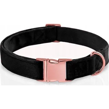 Obojek pro psa PEVNÝ VELUROVÝ OBOJEK PRO PSA NASTAVITELNÝ MĚKKÝ ROSE GOLD 27-45cm S/M