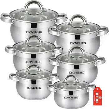 Hrnec Sada hrnců nerezová ocel 12 dílů indukce plyn prémiová sada do kuchyně