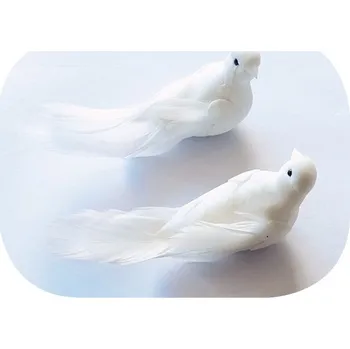 Vánoční dekorace ANDĚL Ptáček na klipu 11 cm, 2 ks, bílý