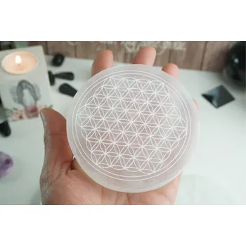 Selenitový tácek Motiv: Květ života