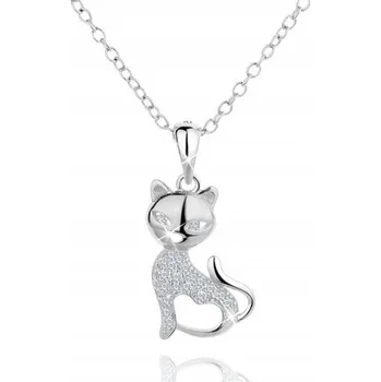Náhrdelník STŘÍBRNÝ NÁHRDELNÍK KOČKA 925 S RÓDIOVOU ÚPRAVOU GRAVÍROVÁNÍ
