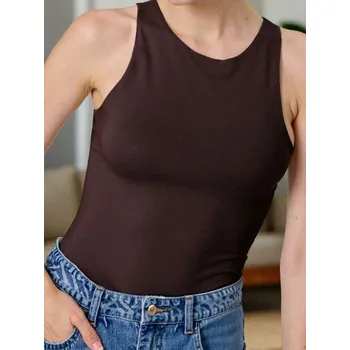 Body Sinsay - Body bez rukávů - tmavě hnědá - 632EU-89X - 632EU-89X-S