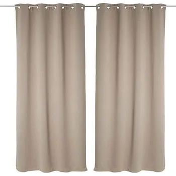 Závěs Atmosphera Zatemňovací závěs s kroužky, 135 × 240 cm, 2 ks, béžový