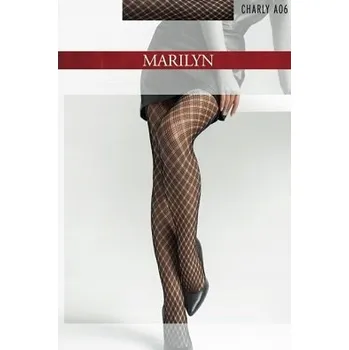 Dámské punčochy Punčocháče kabaretky Marilyn černé 1/2 geometrické 32 den bezešvé