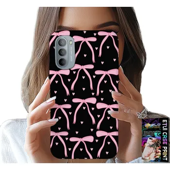 Pouzdro na mobilní telefon POUZDRO PRO MOTOROLA G31 / G41 - ČERNO RŮŽOVÉ STUŽKY A MAŠLIČKY