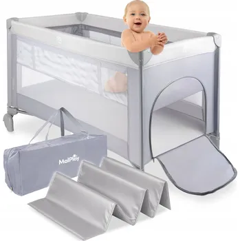 Cestovní postýlka MalPlay 60 x 120 cm šedá