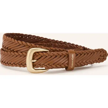 Opasek Calvin Klein Dámský Kožený Pletený Opasek, hnědá, 105