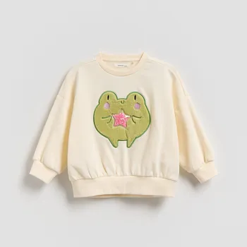 Dívčí oblečení Reserved - Bavlněná mikina s aplikací - tělová - 604GT-02X - 604GT-02X-116