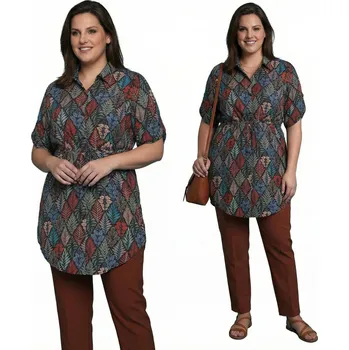 Dámská tunika Tunika barevné listí plus size velikost 54