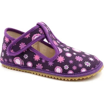 Chlapecké bačkory Beda Barefoot přezůvky BFN Playful užší pata/kotník - Violet Flower Velikost: 25