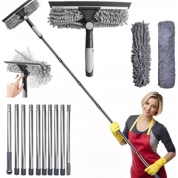 Vysavač na okno 2v1 Teleskopická mycí houba a stěrka Strado na okna, skla a zrcadla, 69-145 cm