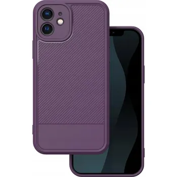 Pouzdro na mobilní telefon Pouzdro Simple Carbon pro iPhone 12 fialové Sklo