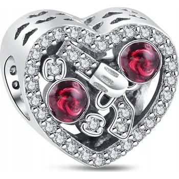 Přívěsek Přívěsek STŘÍBRO 925 Charms Korálek Srdce Pistole Růže