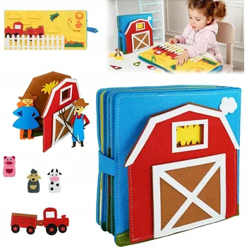 Hračka pro nejmenší Smyslová knížka pro děti Farma zvířátka na suchý zip Montessori NOVÁ