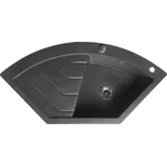 Sapho, Granitový vestavný dřez rohový s okapem 114x57,5 cm, černý, GR1934