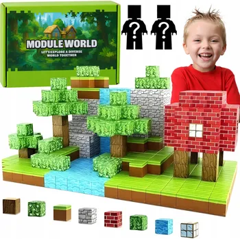 ostatní stavebnice STAVEBNICE STAVEBNICE 200 DÍLKŮ 2 POSTAVIČKY KOSTRUKČNÍ KOSTKY PIXELOVÉ ČTVERCOVÉ