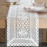 Krajková štóla na stůl MEGGY - bílá 32x140cm