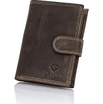 Peněženka PÁNSKÁ KOŽENÁ PENĚŽENKA VELKÁ HNĚDÁ KLASICKÁ NA PATENT GRACIO