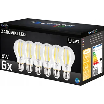Žárovka 6x LED žárovka E27 FILAMENT 6W teplá bílá 2700K EDISON RETRO dekorativní vlákno