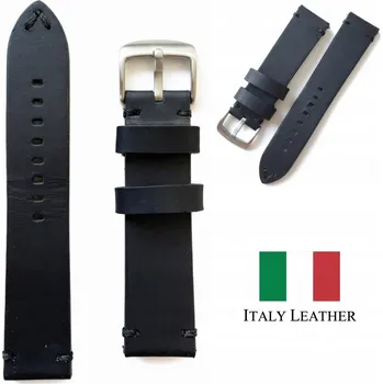 Řemínek na hodinky ŘEMÍNEK K HODINKÁM 24MM ČERNÝ KOŽENÝ CRAZY HORSE UNIVERZÁLNÍ + STĚŽEJKY