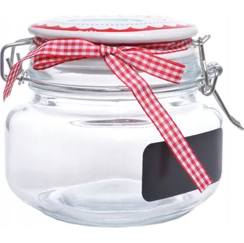 Sklenice Zavařovací Sklenice dekorativní s etiketou sklo uzavíratelná 540ml