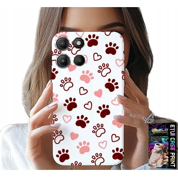 Pouzdro na mobilní telefon POUZDRO PRO MOTOROLA MOTO G15 - PSÍ TLAPKY NA BÍLÉM POZADÍ, PES, KOČKA, MEDVÍDEK