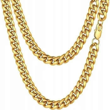 Řetízek Široký řetízek pánský řetěz pancr pozlacený 8 mm 60 cm diamantový