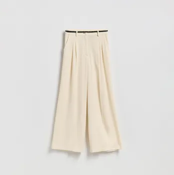 Dámské kalhoty Reserved - Kalhoty se širokými nohavicemi - krémová - 759JL-01X - 759JL-01X-S