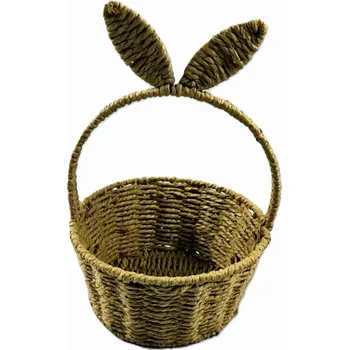Velikonoční dekorace Velikonoční košík kulatý hnědý s uchy dekorace 30 cm