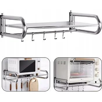 police ZÁVĚSNÁ POLICE NA MIKROVLNNKU, NÁSTĚNNÁ POLICE PRO MIKROVLNNOU TROUBU S 5 HÁČKY