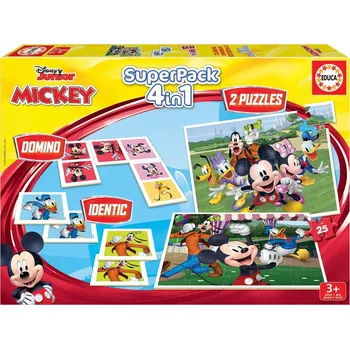 Puzzle Educa Puzzle 25 dílků Educa Soubor her Mickey a přátelé 4v1