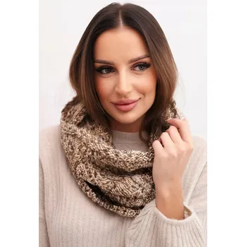 Šála Tmavě béžový dámský zimní Nákrčník KN25, 30% vlna, teplý melanžový šál
