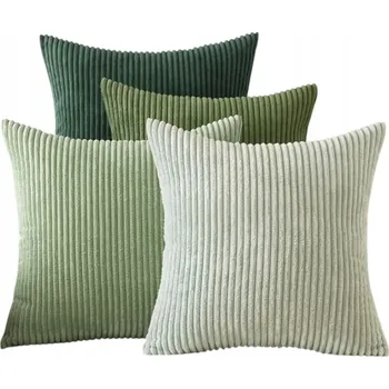 Polštář EMEMA Sada 4 povlaků na polštář 50x50 cm samet šalvějová zeleň dům kancelář