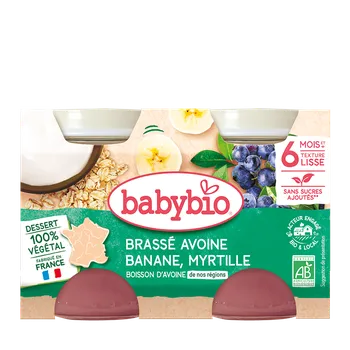 BABYBIO svačinka z ovesného mléka banán borůvka 2x130 g
