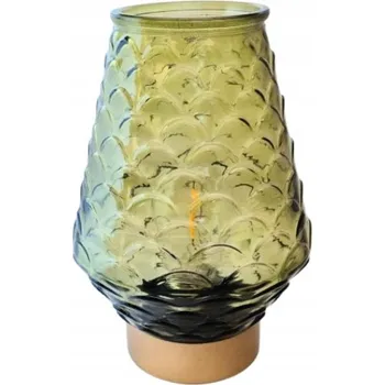 Lampička Lumero Stolní lampa LAMPKA na baterie Kov Sklo 12x17,5 cm 3V Zelená