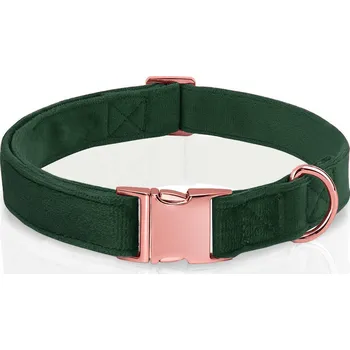 Obojek pro psa PEVNÝ VELUROVÝ OBOJEK PRO PSA NASTAVITELNÝ MĚKKÝ ROSE GOLD 35-55cm L/XL