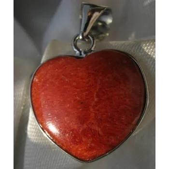 Přívěsek Korál houbový - přívěsek srdce v rámečku