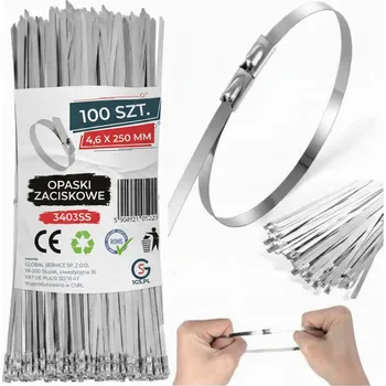 Stahovací páska STÁHOVACÍ PÁSKY 4,6x250 mm Nerezová ocel Kovové Stahovací Pásky 100 KUSŮ